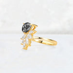 Pear Cut Black Rutilated Quartz Marquise Cluster Bypass Engagement Ring - Additional view