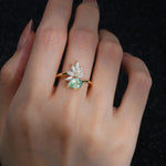 Pear Cut Moss Agate Marquise Cluster Bypass Engagement Ring - Additional view