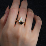 Pear Cut Black Onyx Marquise Cluster Bypass Engagement Ring - Additional view