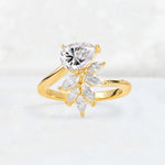 Pear Cut Lab Diamond Marquise Cluster Bypass Engagement Ring - Additional view