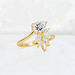 Pear Cut Lab Diamond Marquise Cluster Bypass Engagement Ring - Additional view