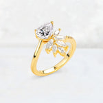Pear Cut Lab Diamond Marquise Cluster Bypass Engagement Ring - Additional view