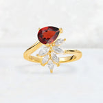 Pear Cut Garnet Marquise Cluster Bypass Engagement Ring - Additional view