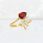 Pear Cut Garnet Marquise Cluster Bypass Engagement Ring - Additional view
