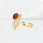 Pear Cut Garnet Marquise Cluster Bypass Engagement Ring - Additional view