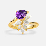 Pear Cut Amethyst Marquise Cluster Bypass Engagement Ring - Additional view