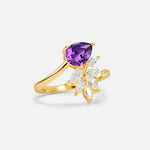 Pear Cut Amethyst Marquise Cluster Bypass Engagement Ring - Additional view