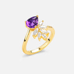 Pear Cut Amethyst Marquise Cluster Bypass Engagement Ring - Additional view
