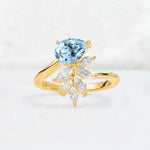 Pear Cut Aquamarine Marquise Cluster Bypass Engagement Ring - Additional view