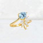 Pear Cut Aquamarine Marquise Cluster Bypass Engagement Ring - Additional view