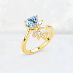 Pear Cut Aquamarine Marquise Cluster Bypass Engagement Ring - Additional view