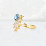 Pear Cut Aquamarine Marquise Cluster Bypass Engagement Ring - Additional view