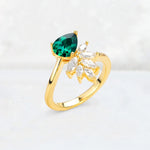 Pear Cut Emerald Marquise Cluster Bypass Engagement Ring - Additional view