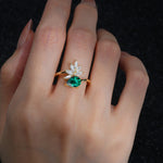 Pear Cut Emerald Marquise Cluster Bypass Engagement Ring - Additional view