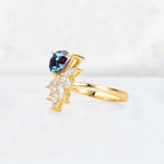 Pear Cut Alexandrite Marquise Cluster Bypass Engagement Ring - Additional view