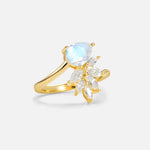 Pear Cut Moonstone Marquise Cluster Bypass Engagement Ring - Additional view