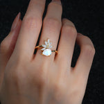 Pear Cut Moonstone Marquise Cluster Bypass Engagement Ring - Additional view