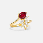 Pear Cut Ruby Marquise Cluster Bypass Engagement Ring - Additional view