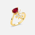 Pear Cut Ruby Marquise Cluster Bypass Engagement Ring - Additional view