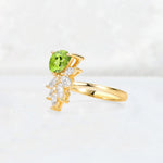 Pear Cut Peridot Marquise Cluster Bypass Engagement Ring - Additional view