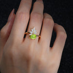 Pear Cut Peridot Marquise Cluster Bypass Engagement Ring - Additional view