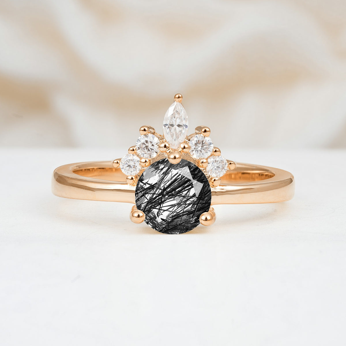 SR07460 Black Rutilated Quartz Ring - Additional view