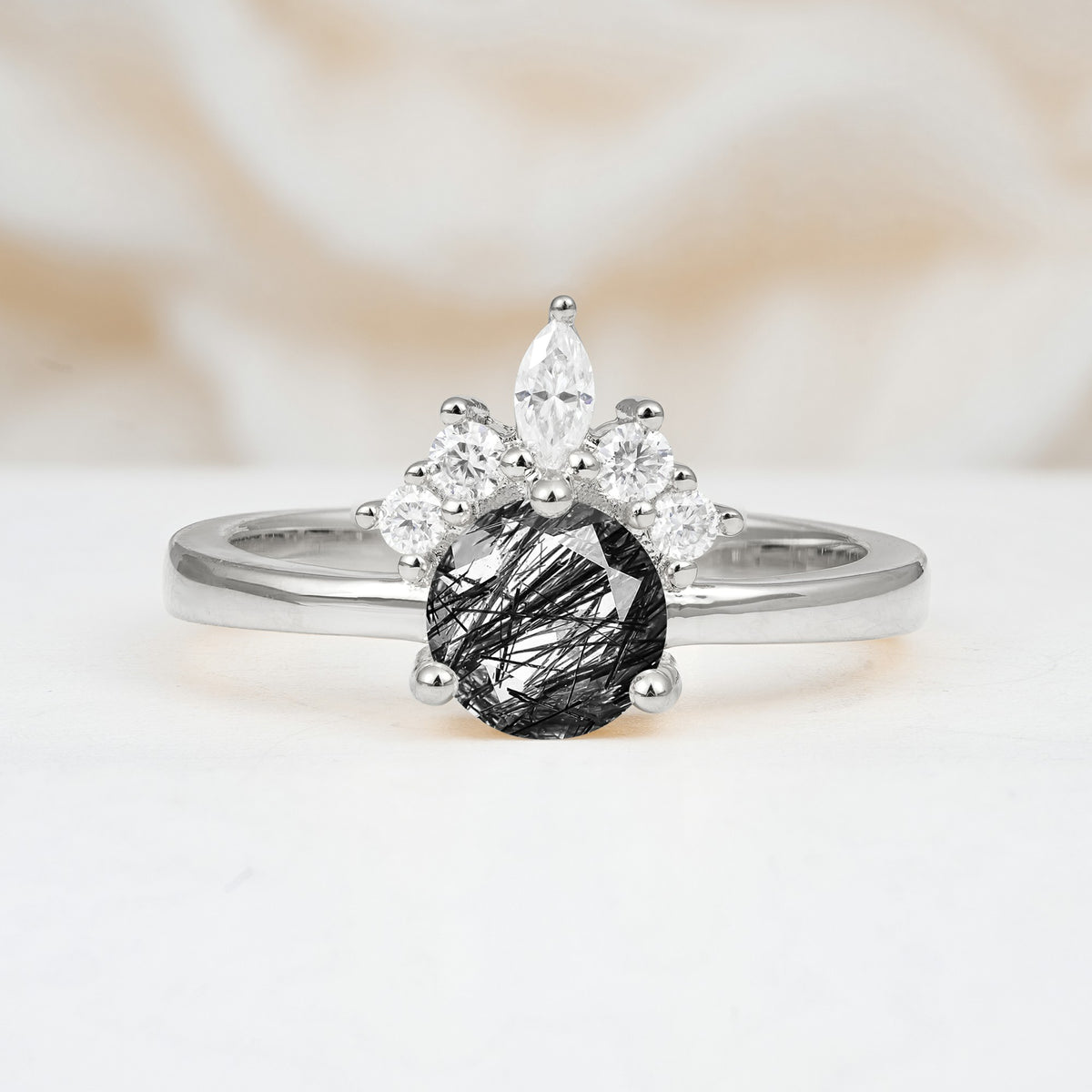 SR07460 Black Rutilated Quartz Ring - Additional view