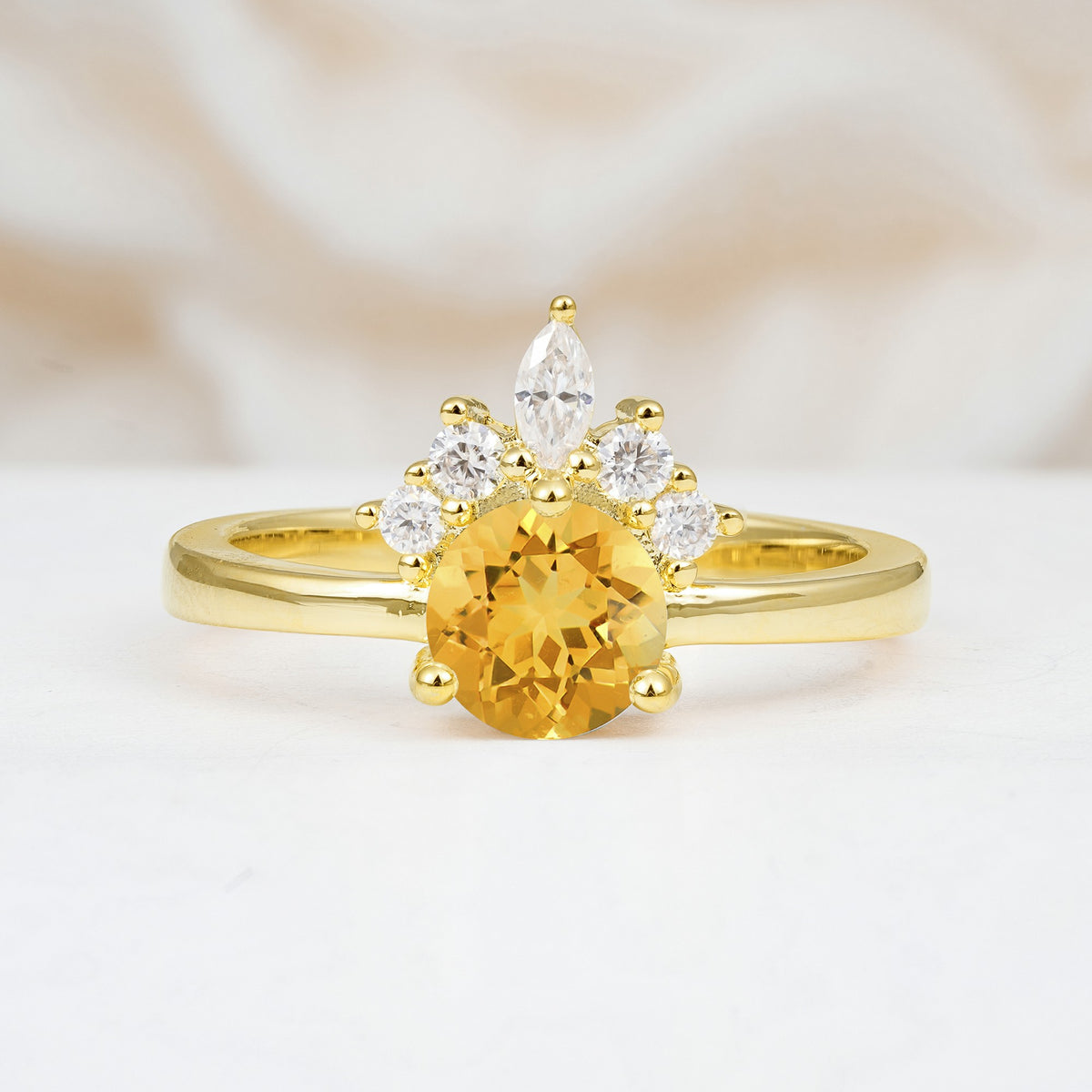 SR07460 Citrine Ring - Yellow-Gold