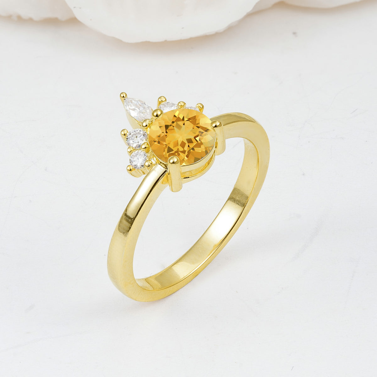 SR07460 Citrine Ring - White-Gold