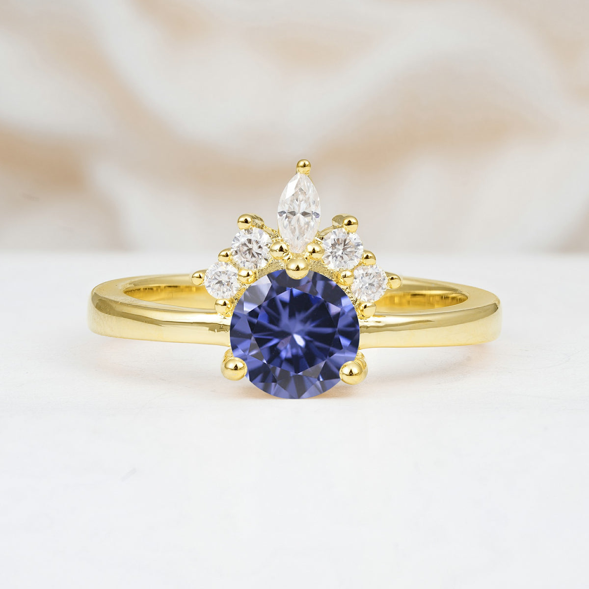 SR07460 Tanzanite Ring - Yellow-Gold