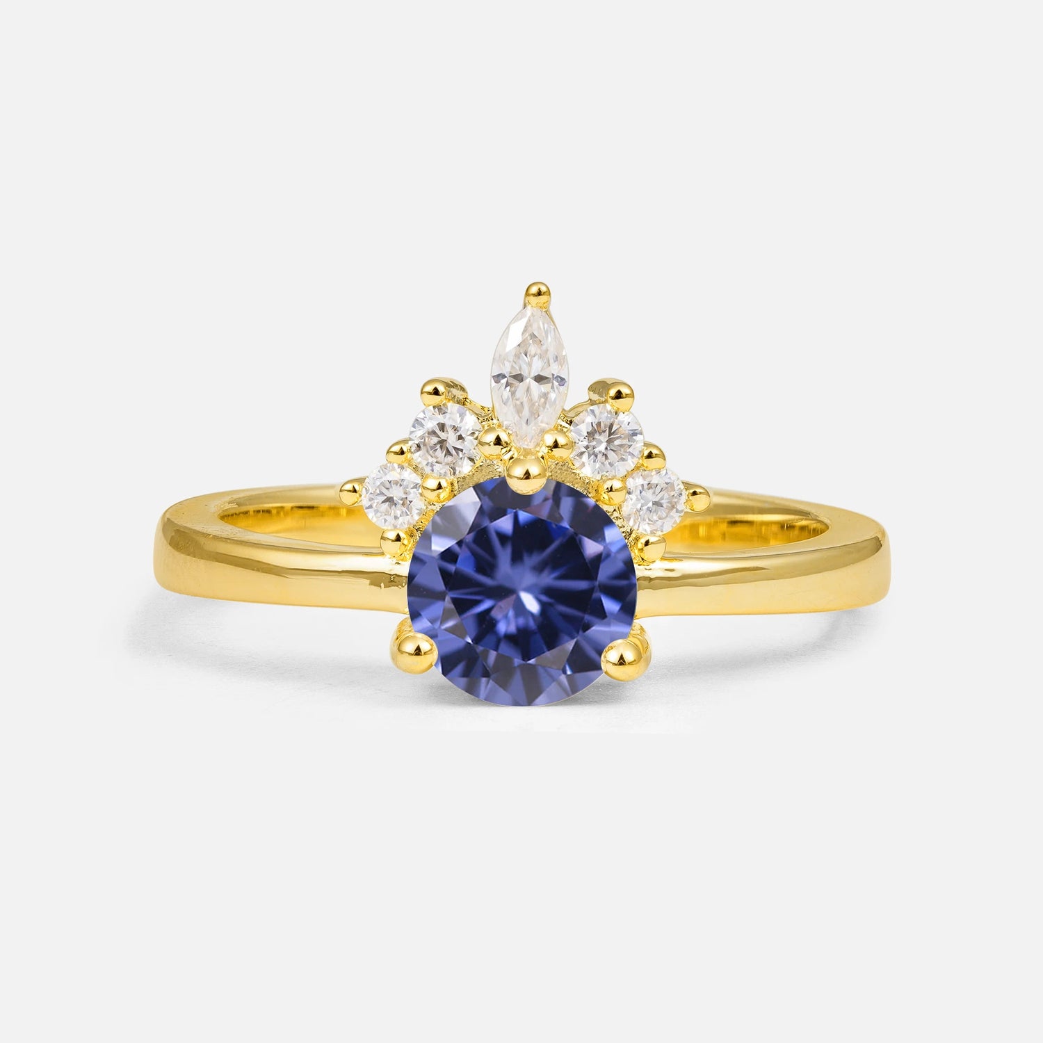 Vintage Crown Side Stone Tanzanite Engagement Ring