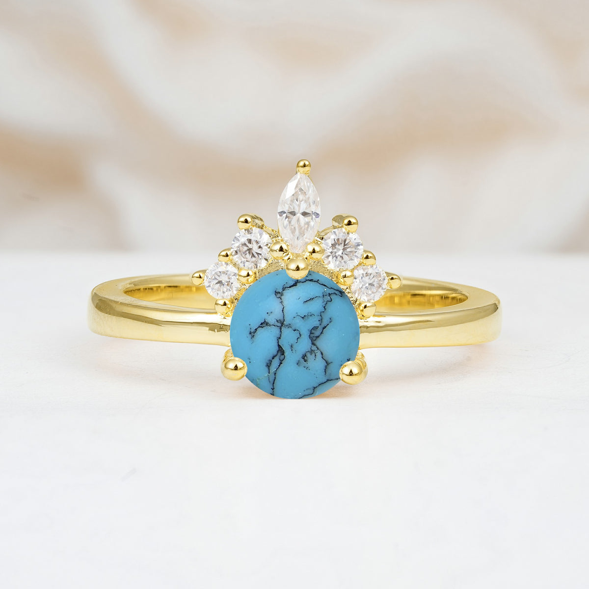 SR07460 Turquoise Ring - Yellow-Gold