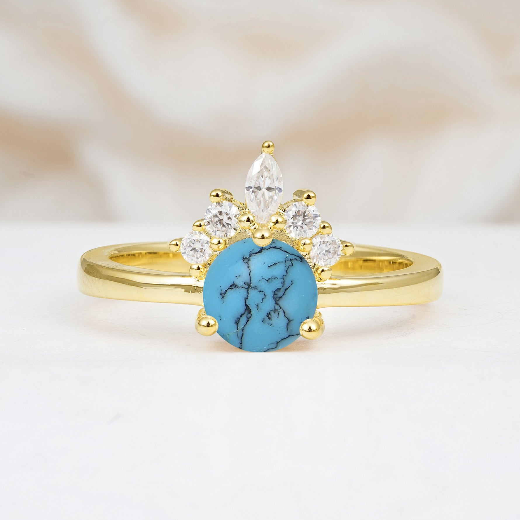 SR07460 Turquoise Ring - Yellow-Gold