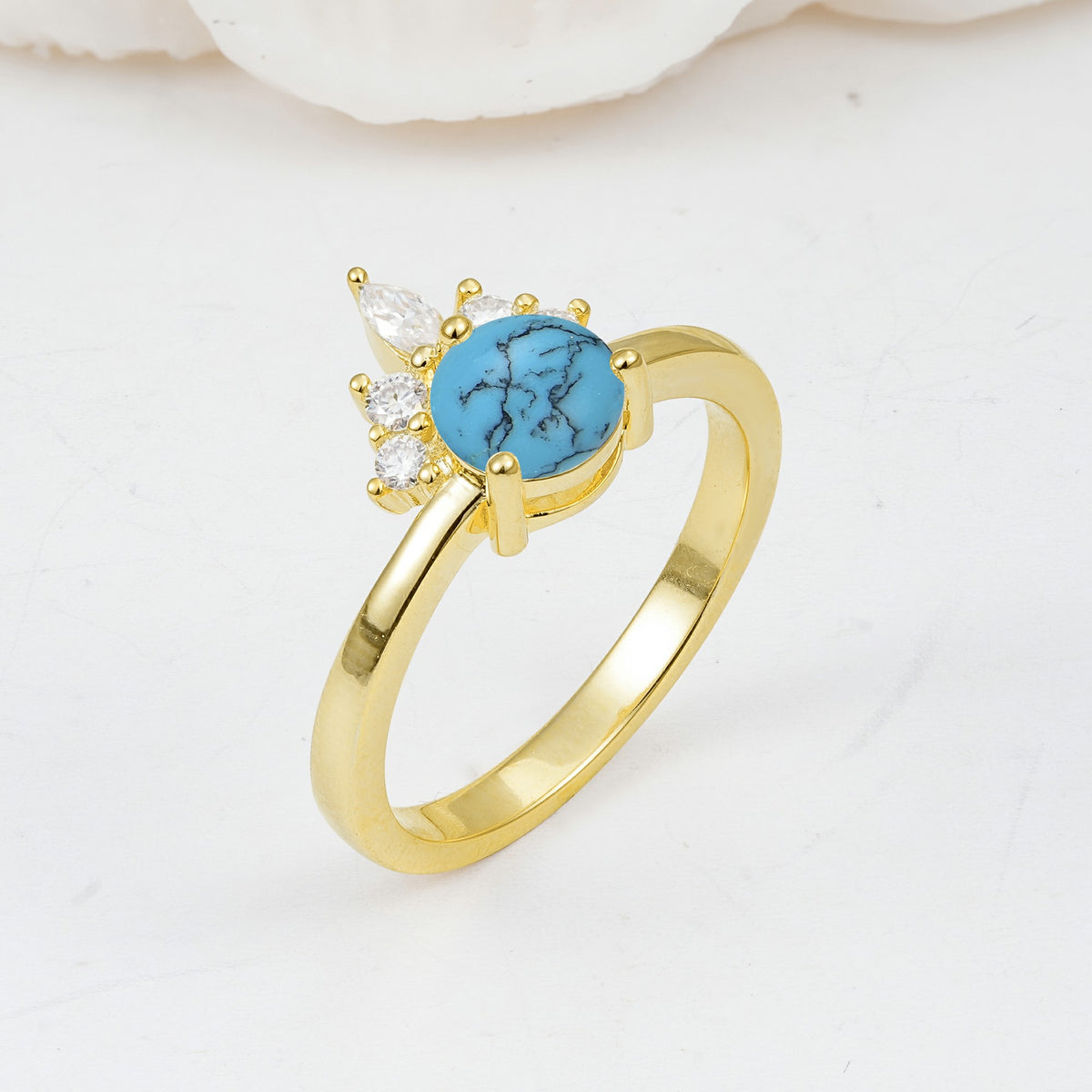 SR07460 Turquoise Ring - White-Gold