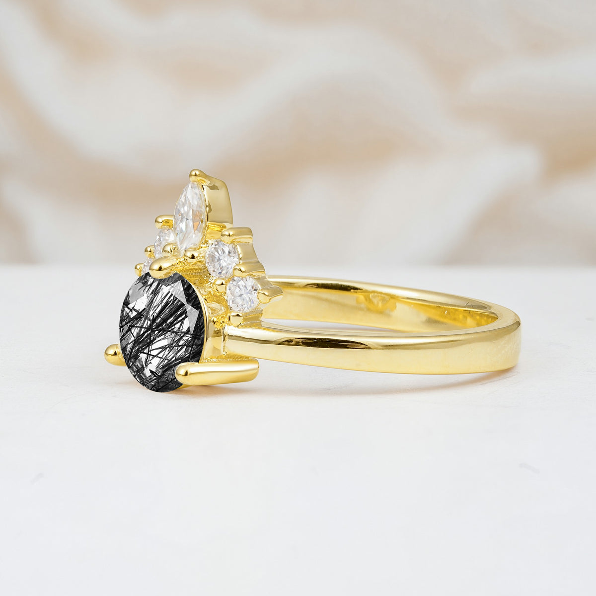 SR07460 Black Rutilated Quartz Ring - Additional view