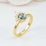 SR07460 Moss Agate Ring - White-Gold