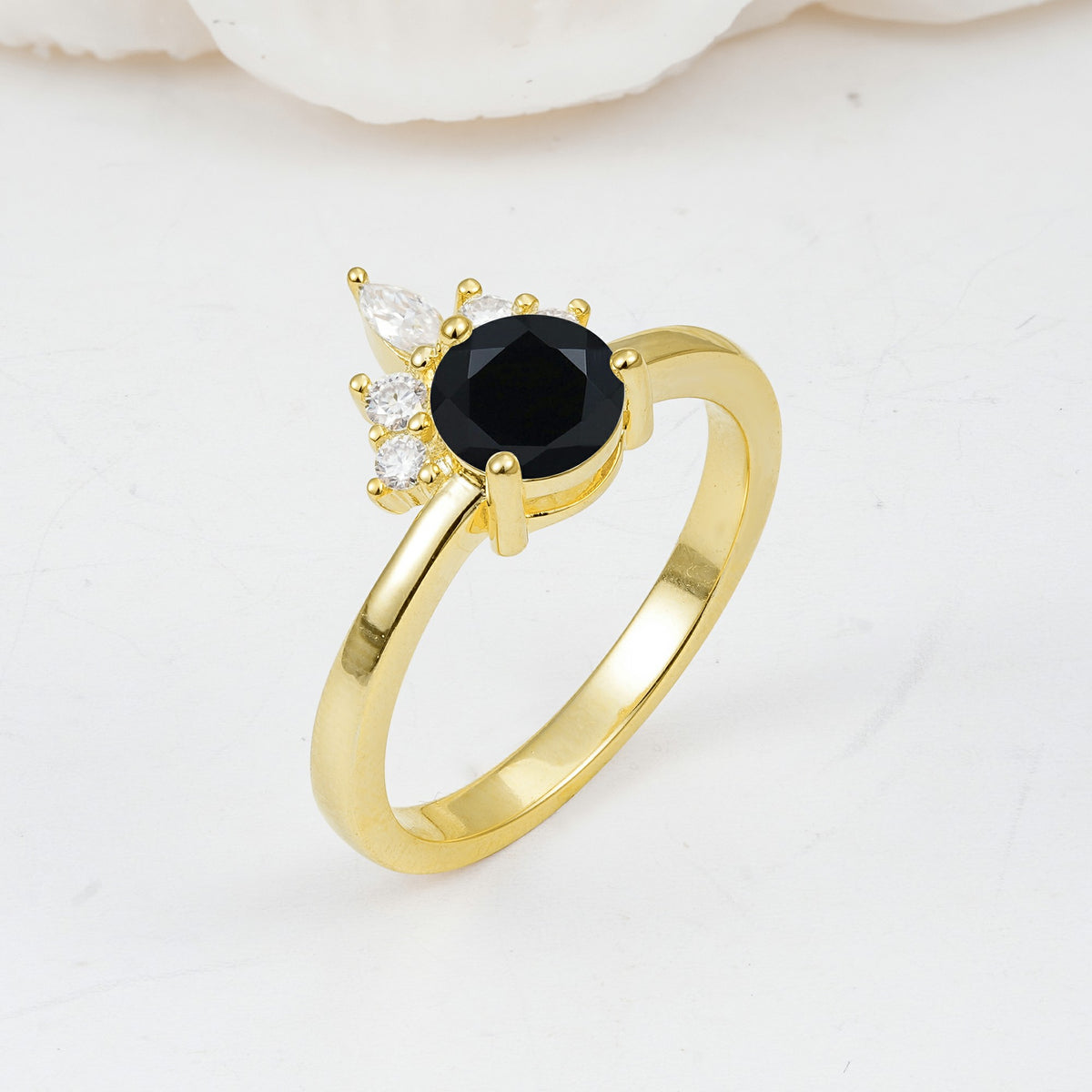 SR07460 Black Onyx Ring - White-Gold