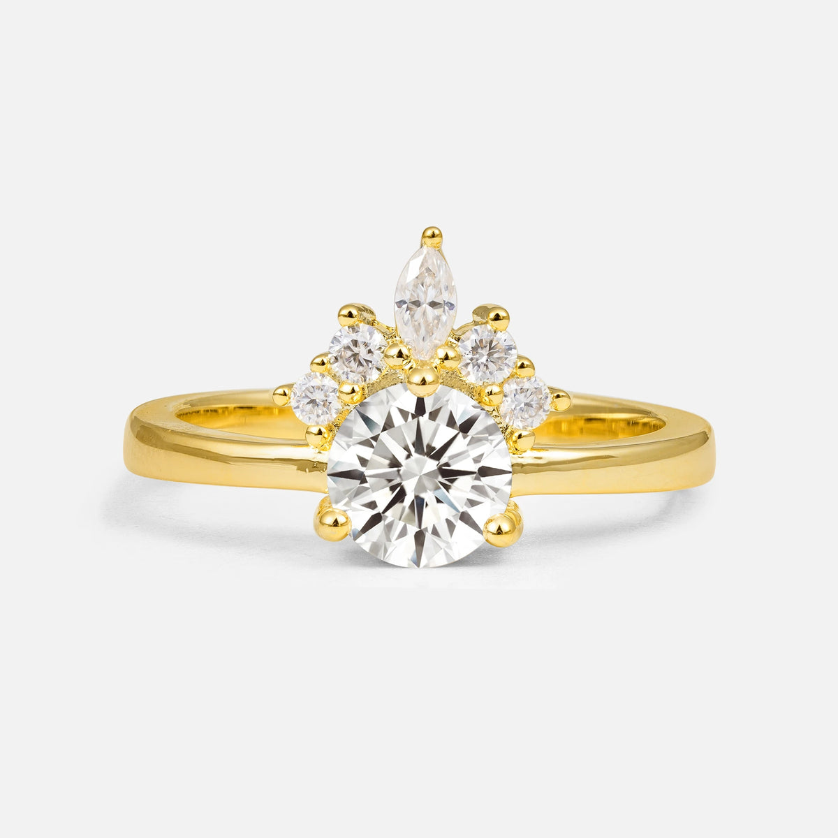 Vintage Crown Side Stone Lab-Grown Diamond Engagement Ring