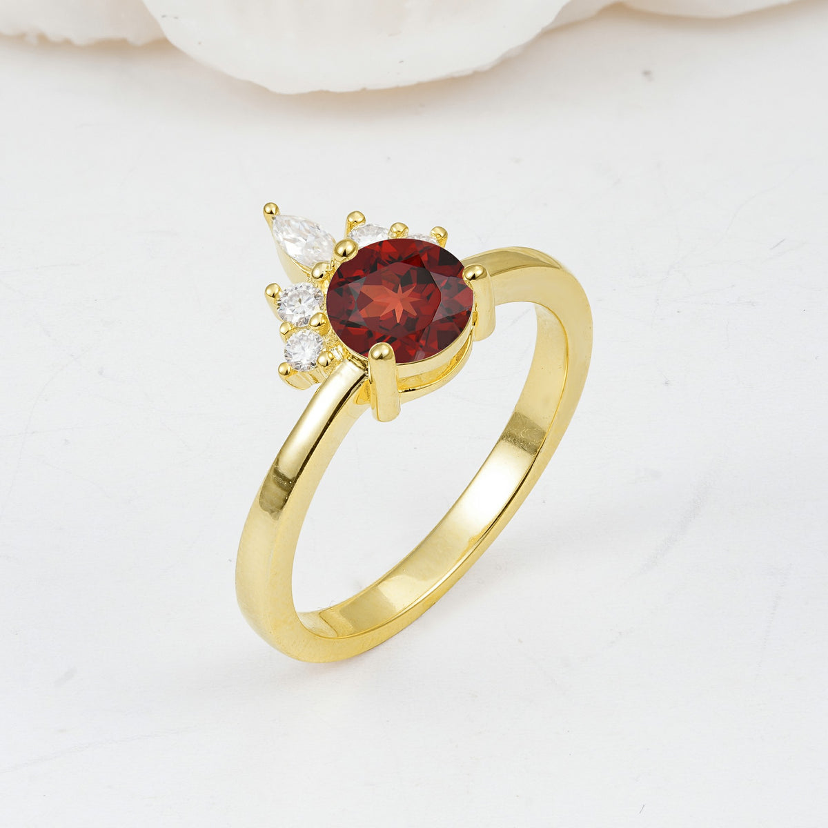 SR07460 Garnet Ring - White-Gold