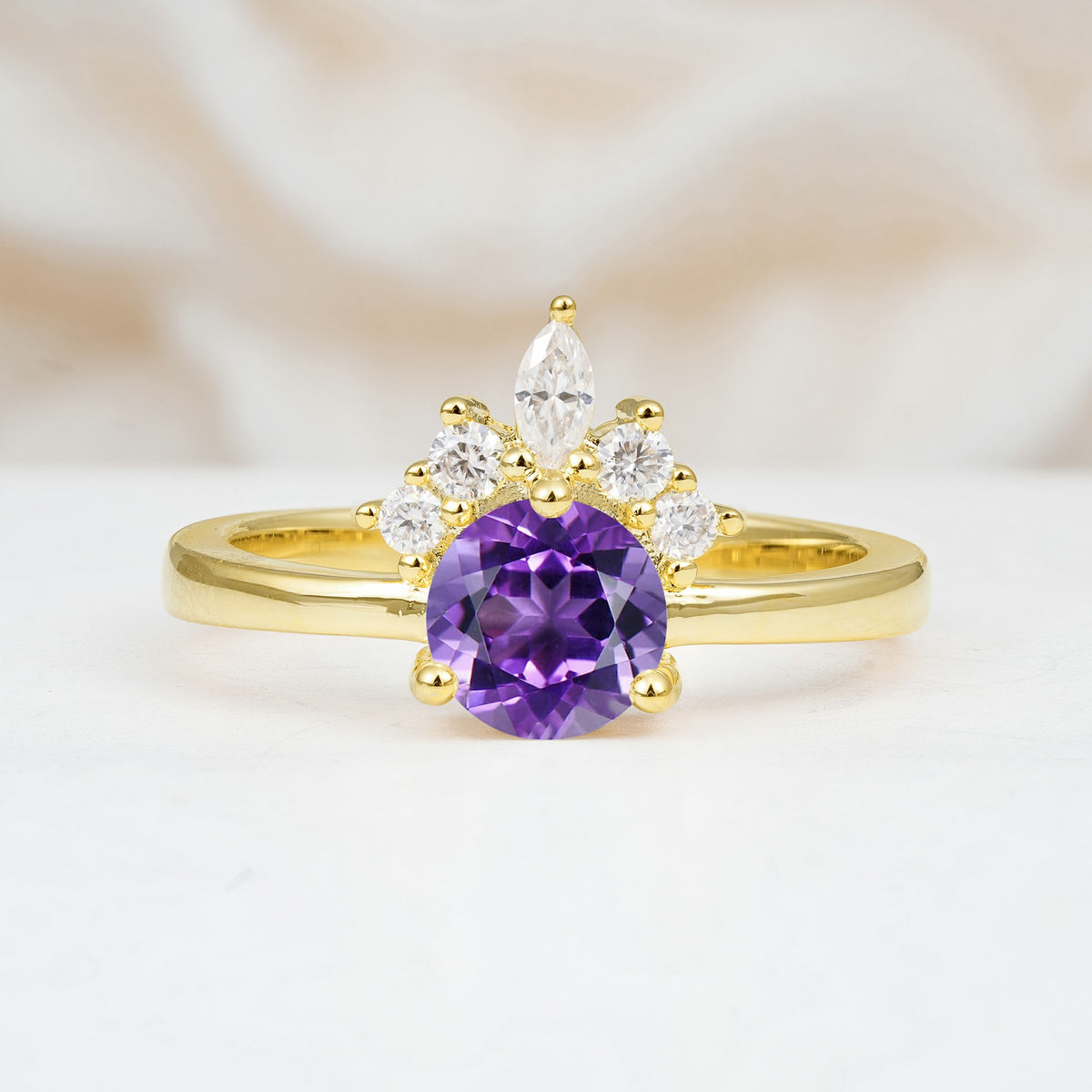 SR07460 Amethyst Ring - Yellow-Gold
