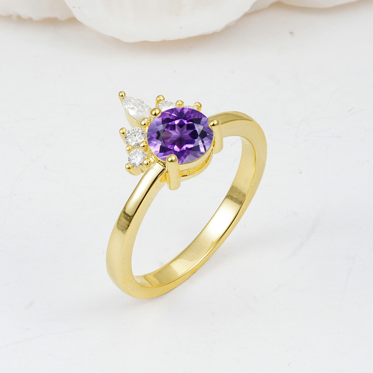 SR07460 Amethyst Ring - White-Gold