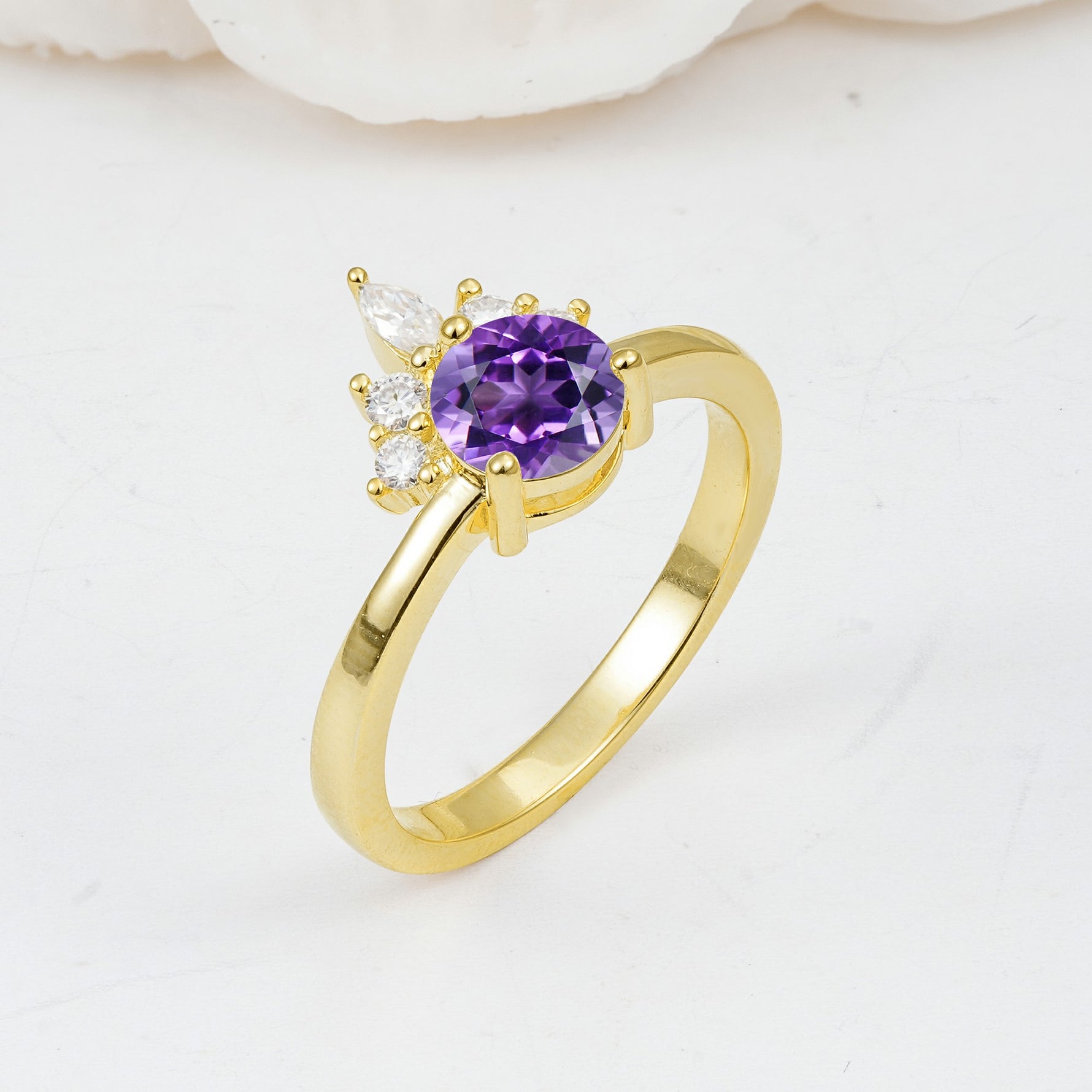 SR07460 Amethyst Ring - White-Gold