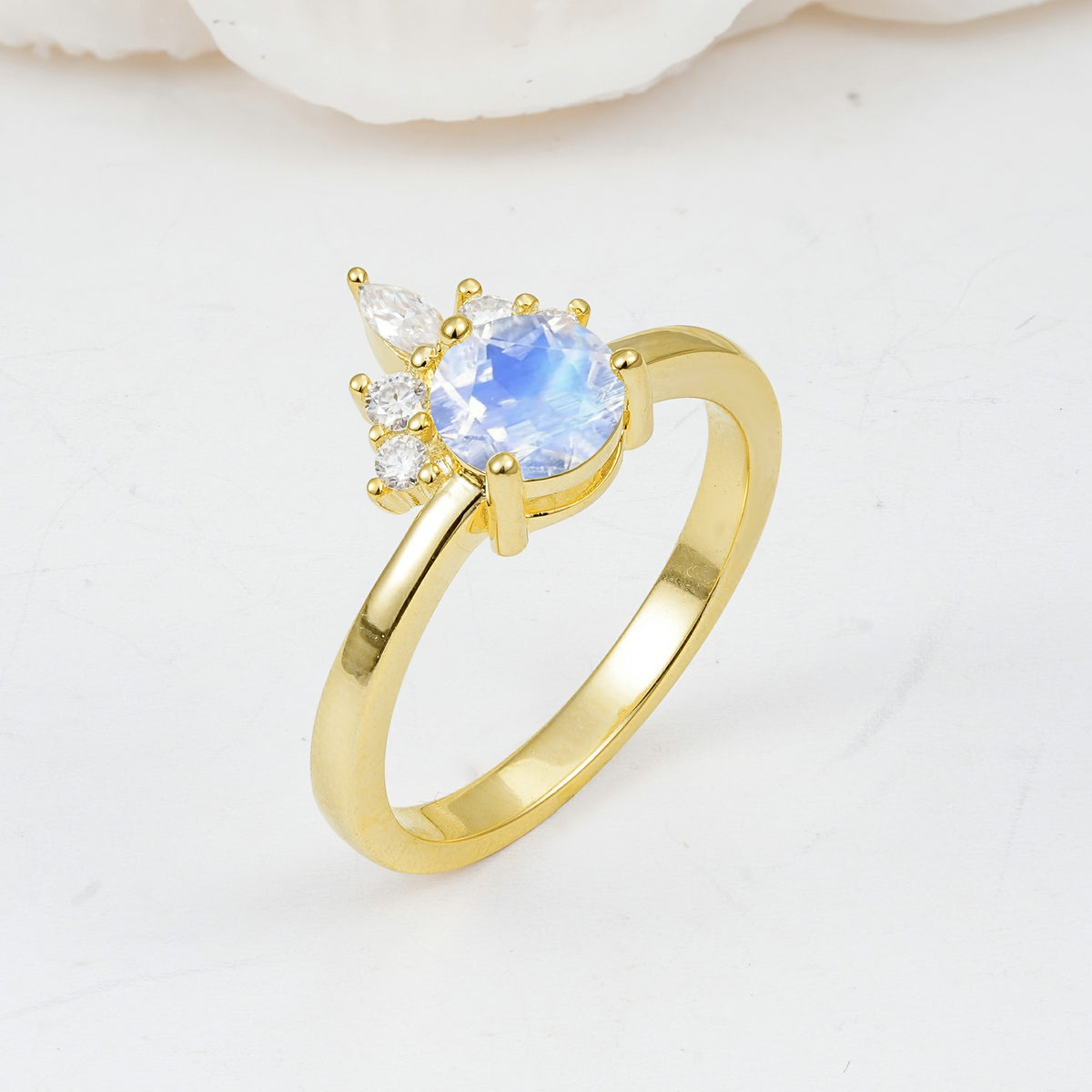 SR07460 Moonstone Ring - White-Gold