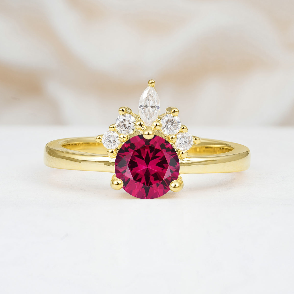 SR07460 Ruby Ring - Yellow-Gold