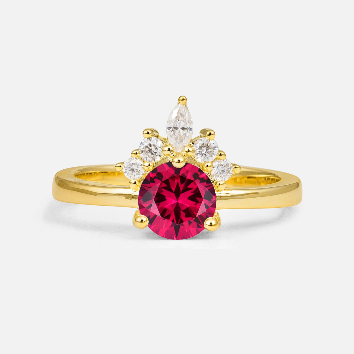 Vintage Crown Side Stone Ruby Engagement Ring