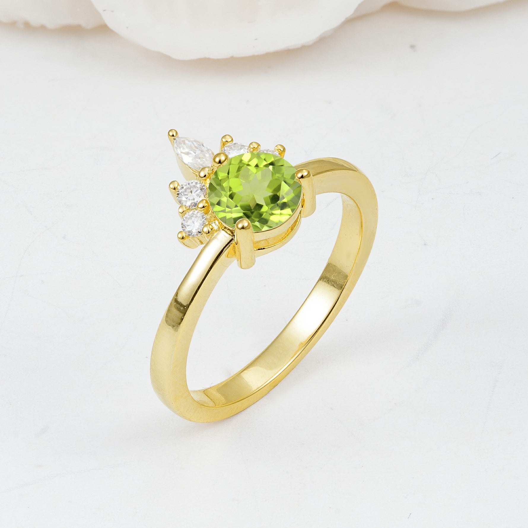 SR07460 Peridot Ring - White-Gold