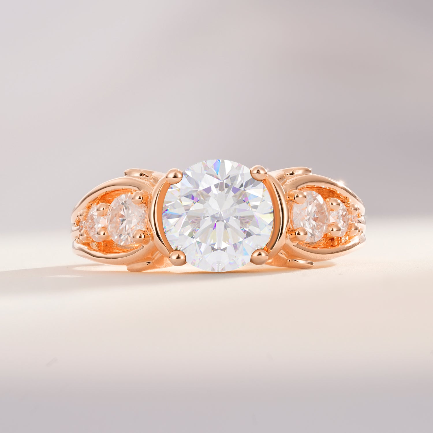 Vintage Round Cut Moissanite Handmade Anniversary Promise Ring for Her