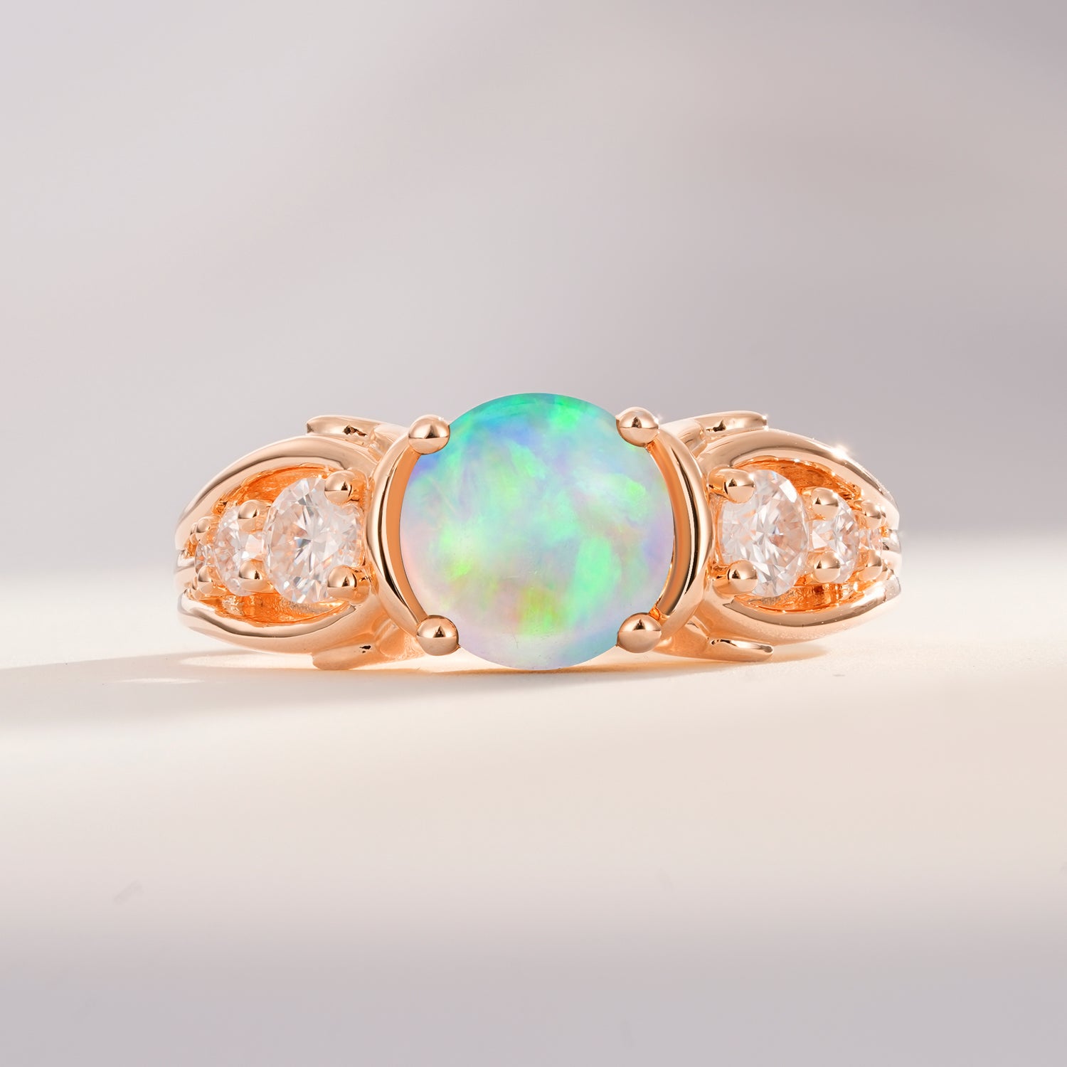 Vintage Round Cut Opal Handmade Anniversary Promise Ring for Her