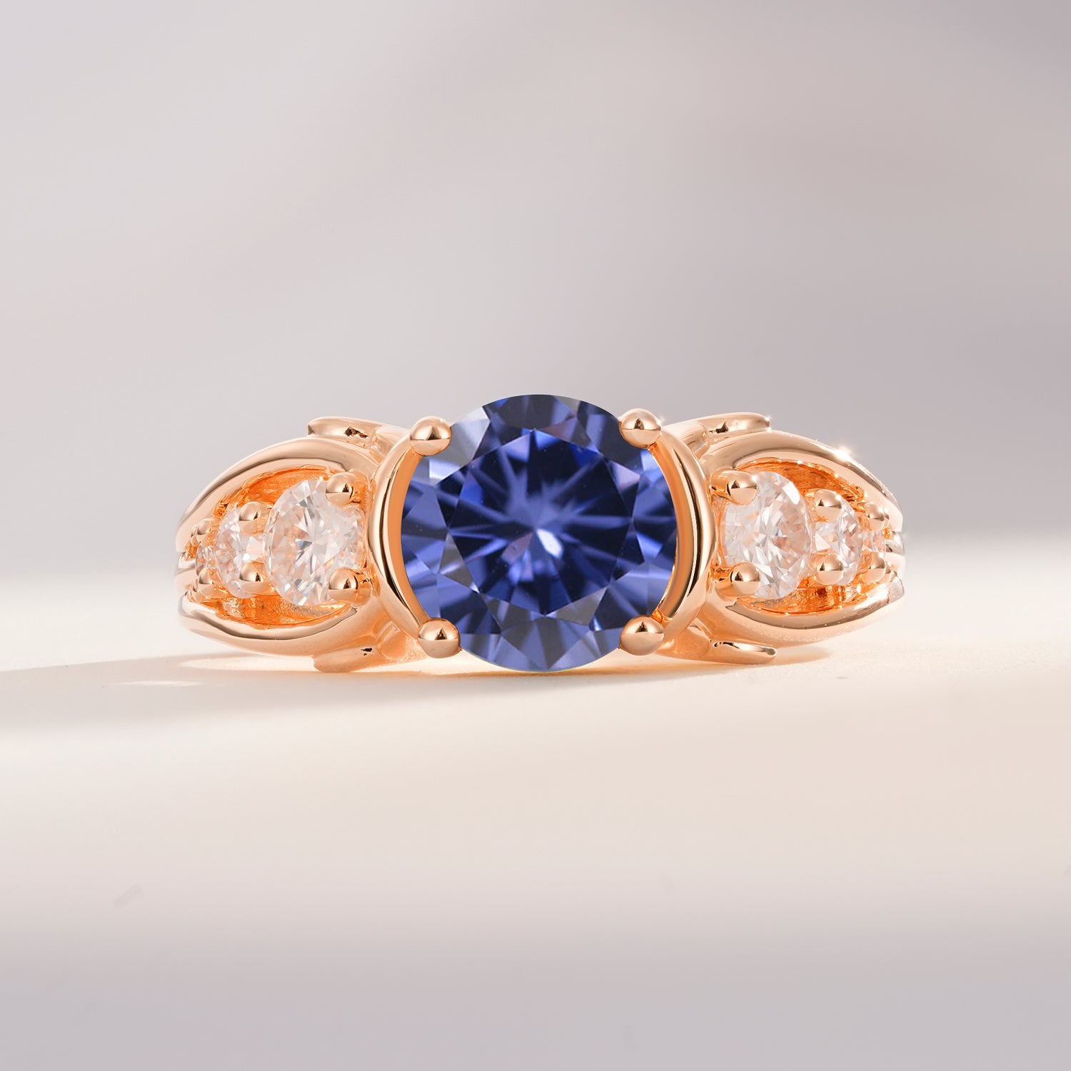 Vintage Round Cut Tanzanite Handmade Anniversary Promise Ring for Her