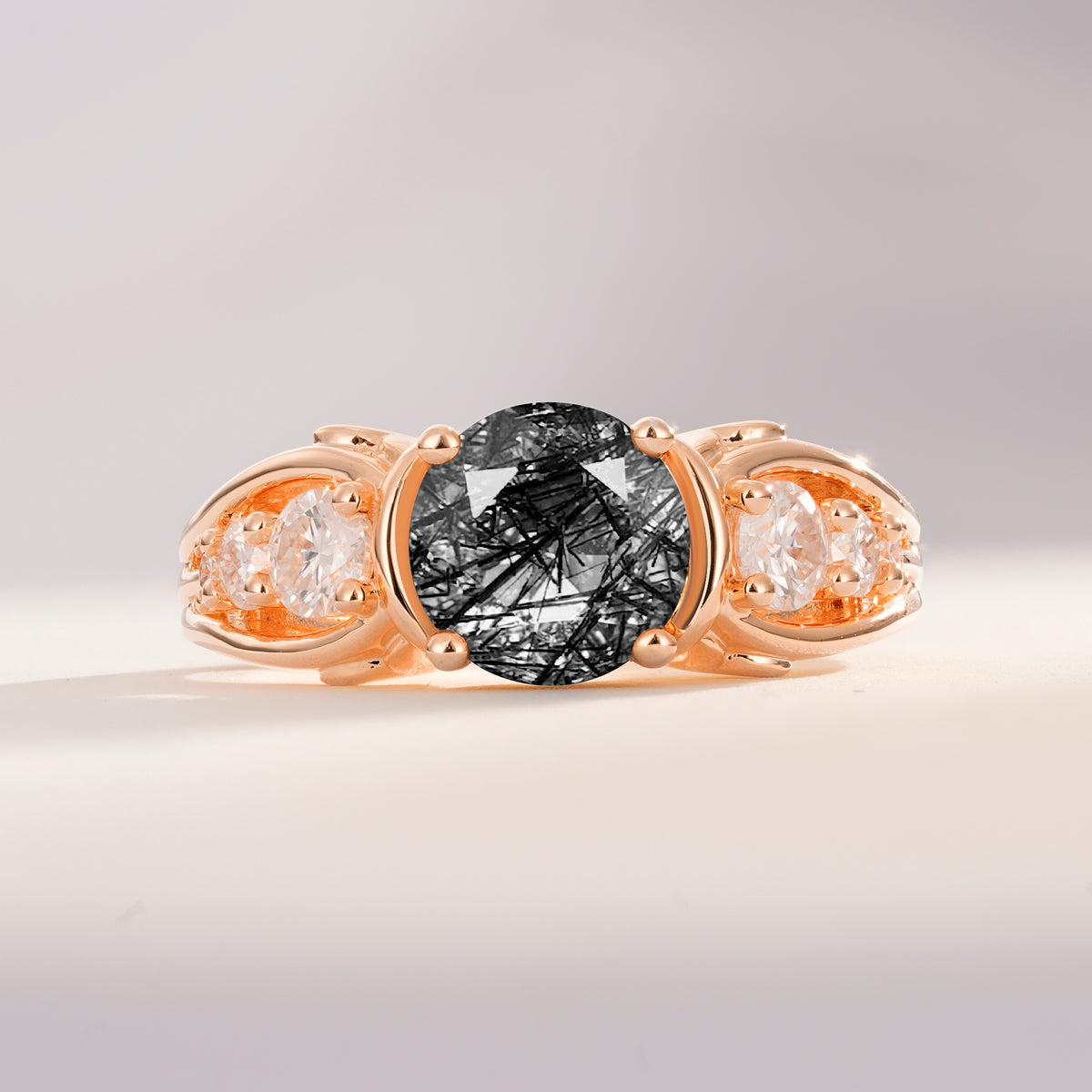 SR08639 Black Rutilated Quartz Ring - Additional view